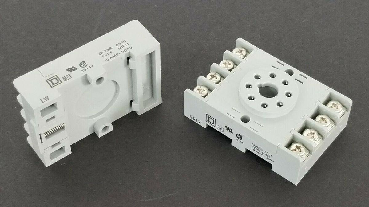 Used LOT OF 2 NEW SQUARE D 8501-NR51 RELAY SOCKETS 8501NR51, SER. A