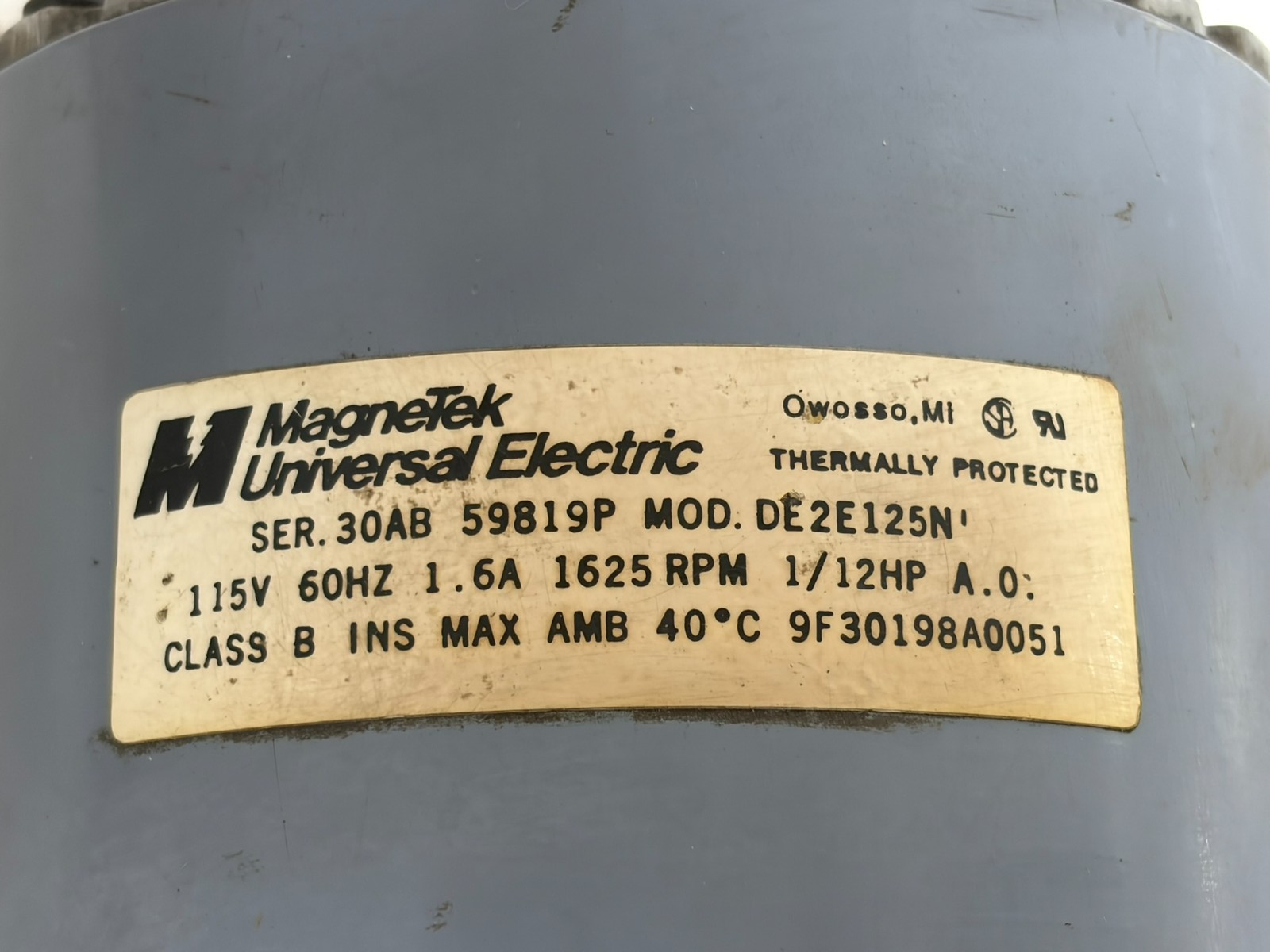 Used MagneTek Universal Electric DE2E125N 1/12HP 1625RPM 115V HVAC Blower Motor Used