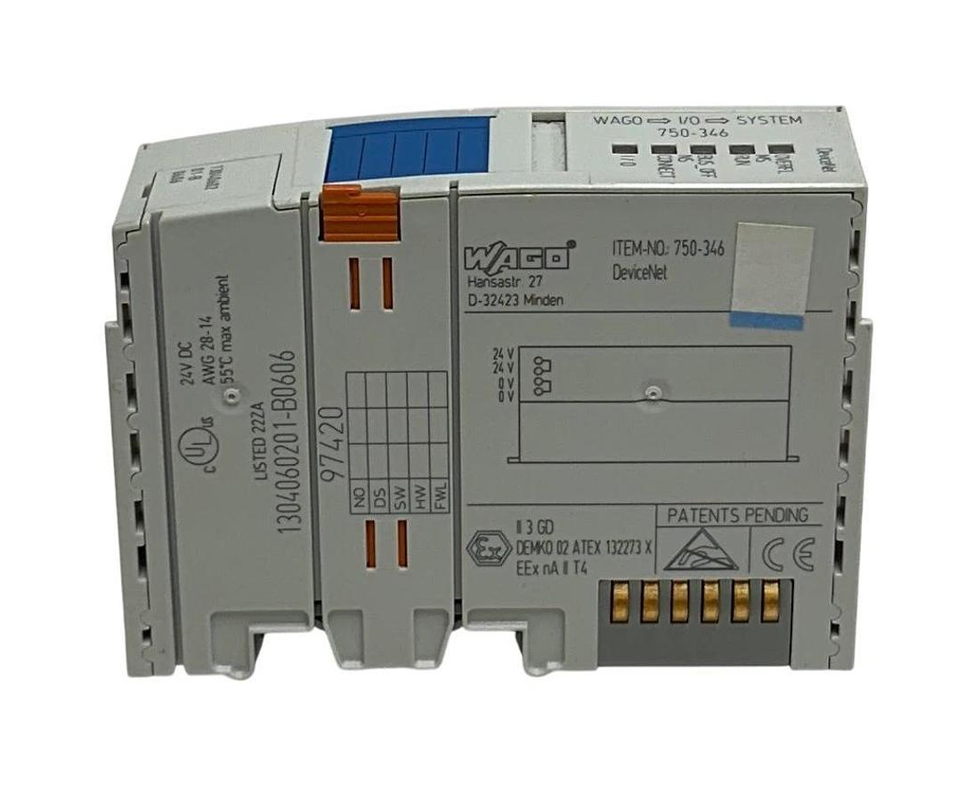 Used WAGO 750-346 / 750346 DeviceNet FIELDBUS COUPLER MODULE I/O SYSTEM 24VDC USNP