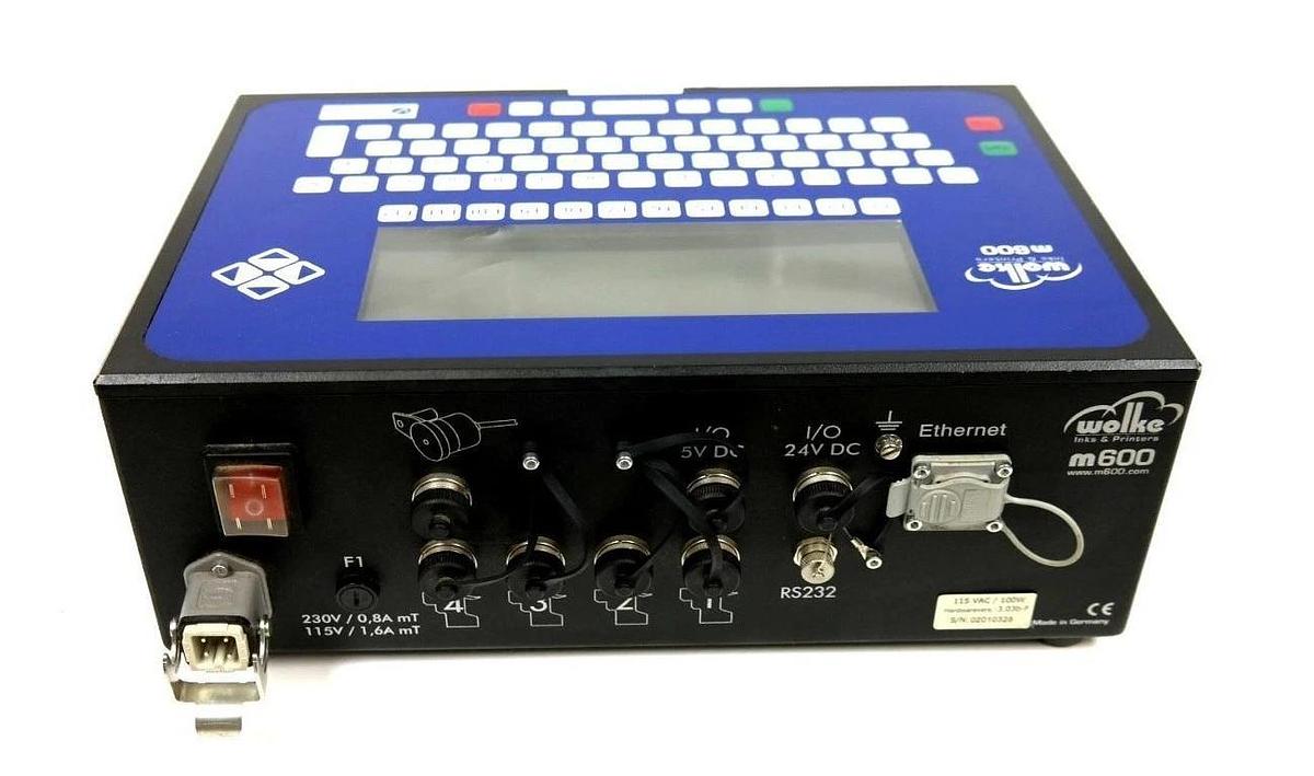 Used WOLKE m600 VIDEOJET PRINT CONTROLLER 115VAC/100W H/W 3.03B-F S/N 02010328