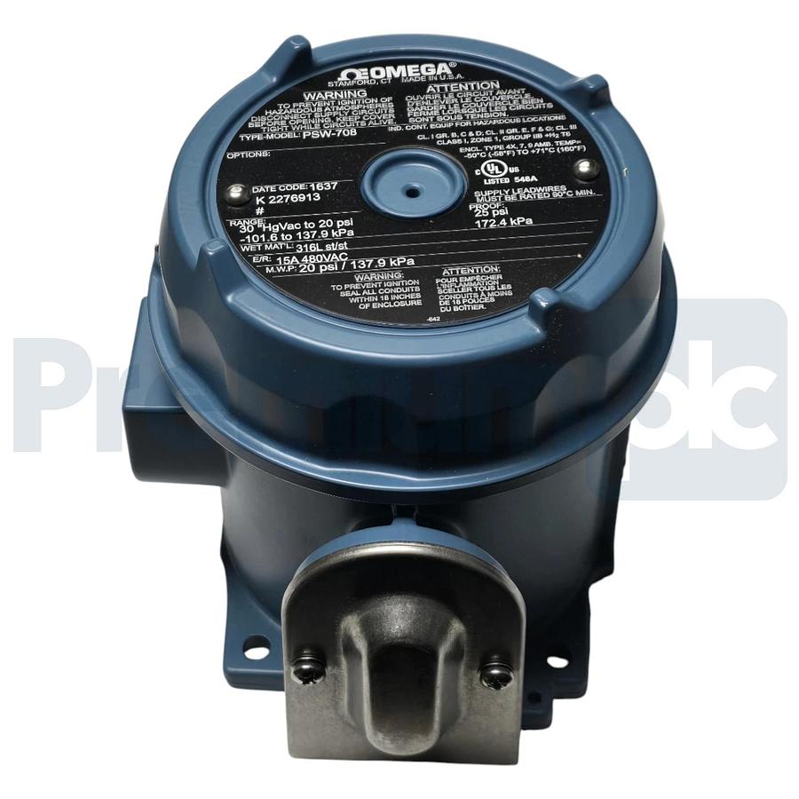 Omega PSW-708 Pressure Switch Dual Set Point 15A SPDT 30inHg VAC to 20psi NSMP