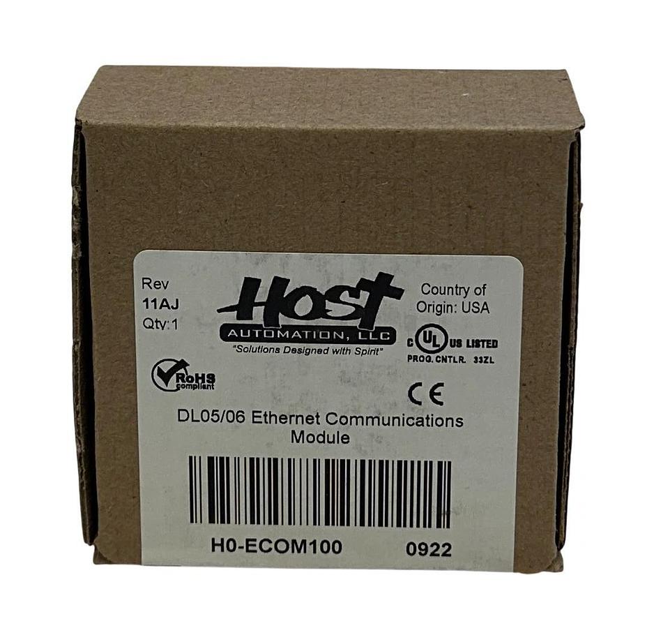 Used HOST AUTOMATION H0-ECOM100 / DL05/06 Ethernet COMMUNICATIONS MODULE 11AJ NSFS