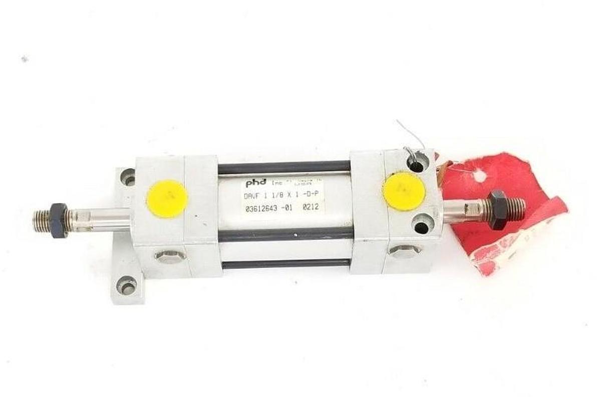 Used PHD DAVF 1 1/8 X 1 -D-P PNUMATIC CYLINDER, 1-1/8" BORE X 1" STROKE, DAVF11/8X1DP