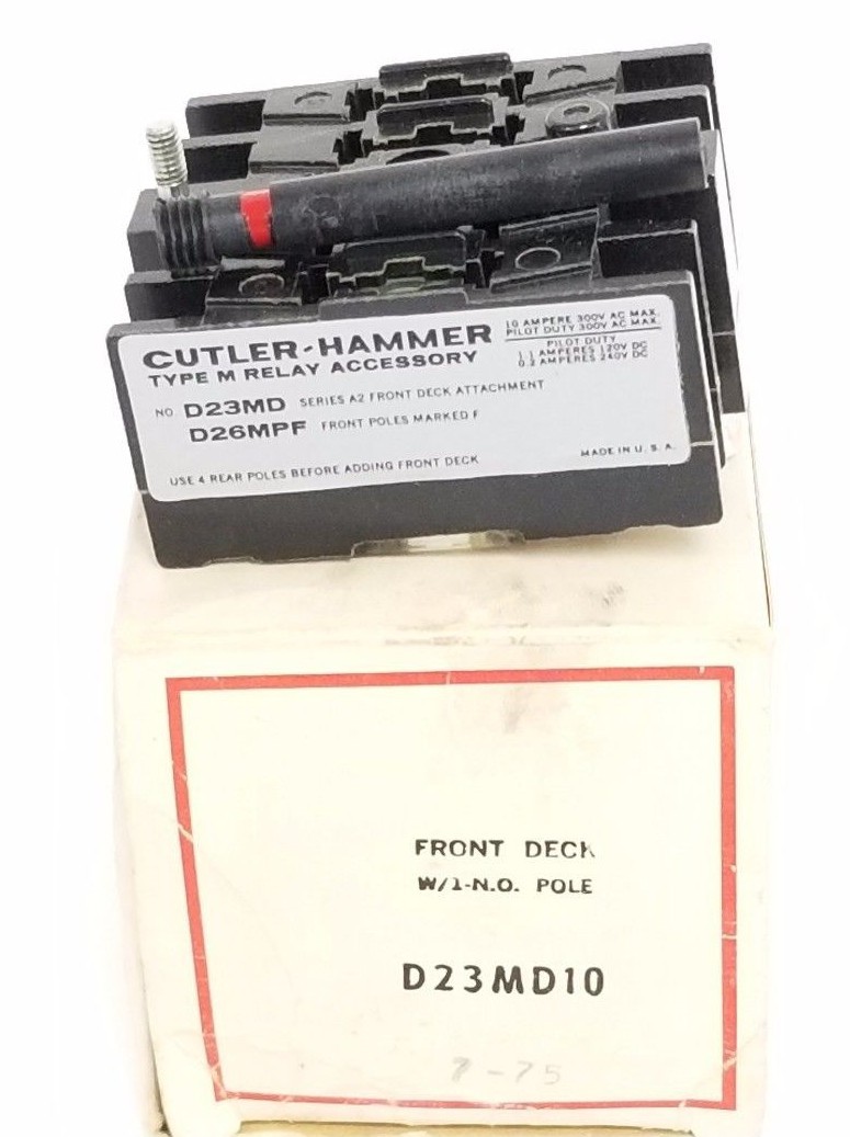 Used NIB EATON CUTLER-HAMMER D23MD10 FRONT DECK W/ 1-N.O. POLE
