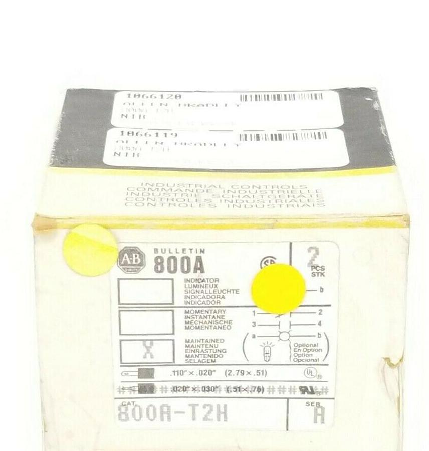 Used BOX OF 2 NEW ALLEN BRADLEY 800A-T2H MAINTAINED PUSH BUTTONS SER. A