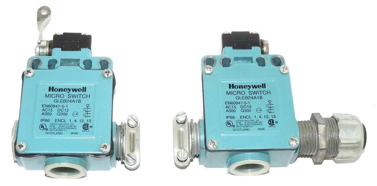 Used LOT OF 2 HONEYWELL MICRO SWITCH EN60947-5-1 LIMIT SWITCHS GLEB24A1B