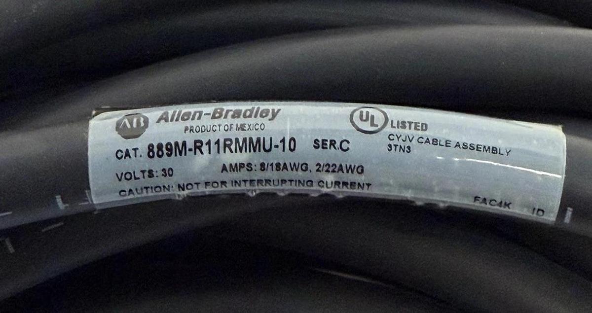 NEW ALLEN BRADLEY 889M-R11RMMU-10 PATCHCORD 12PIN 10M CABLE SER. C