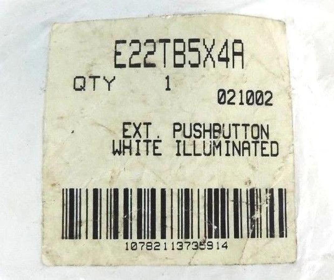 Used EATON CUTLER HAMMER E22TB5X4A PUSH BUTTON OPERATOR WHITE ILLUMINATED E22-TB5X4A