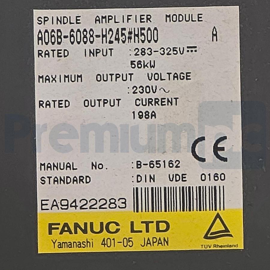 Used FANUC A06B-6088-H245#H500 Alpha Spindle Amplifier Module SPM-45 56kW 198A USPI