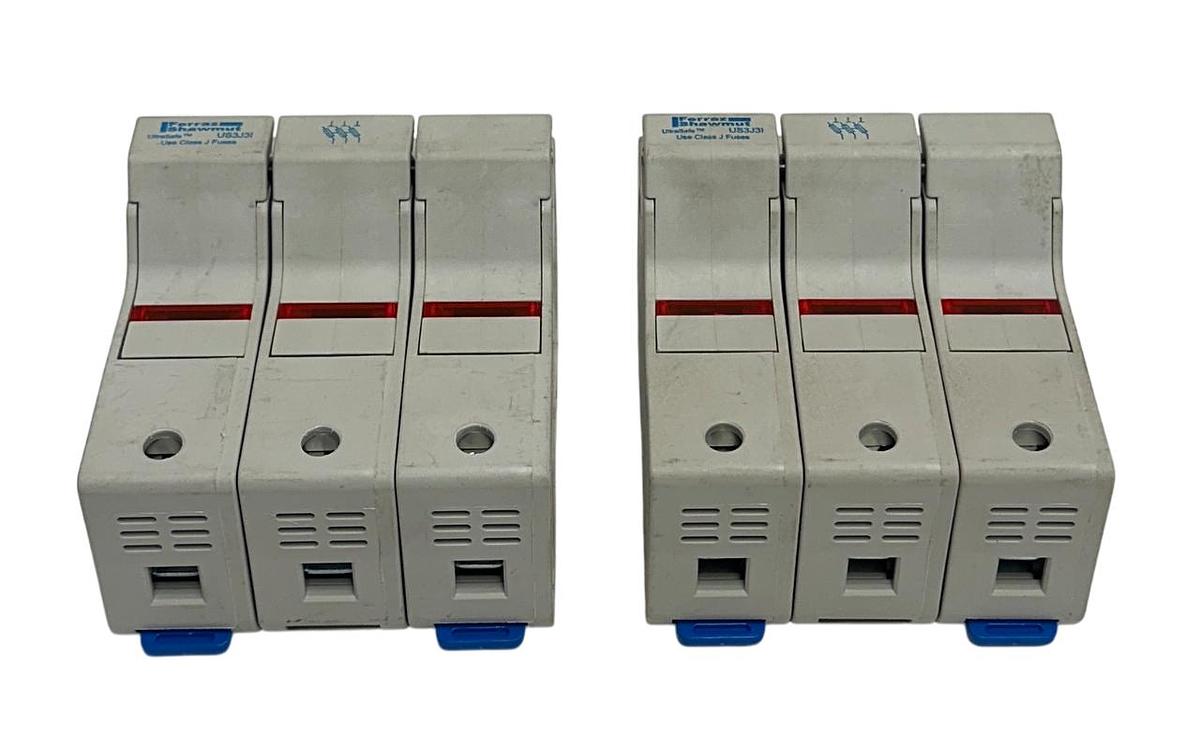 Used 2 FERRAZ SHAWMUT US3J3I / K214967 FUSE HOLDERS ULTRASAFE 30A 600VAC/DC USNP
