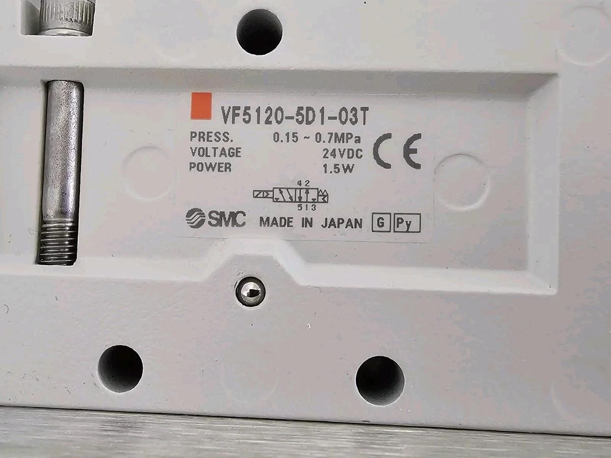Used SMC VF5120-5D1-03T SOLENOID VALVE 5-PORT 24VDC VF51205D103T