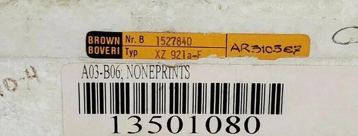 NEW BROWN BOVERI XZ 921a-E CIRCUIT BOARD, NR. B 1527840, A03B06, TYP XZ921AE
