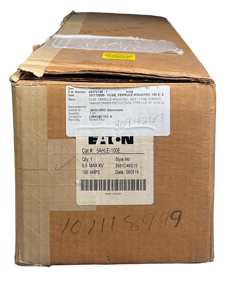 Used NEW EATON 5AHLE-100E / 5981C46G10 BUSSMANN SERIES LIMITING FUSE 5.5kV 100A NSMP