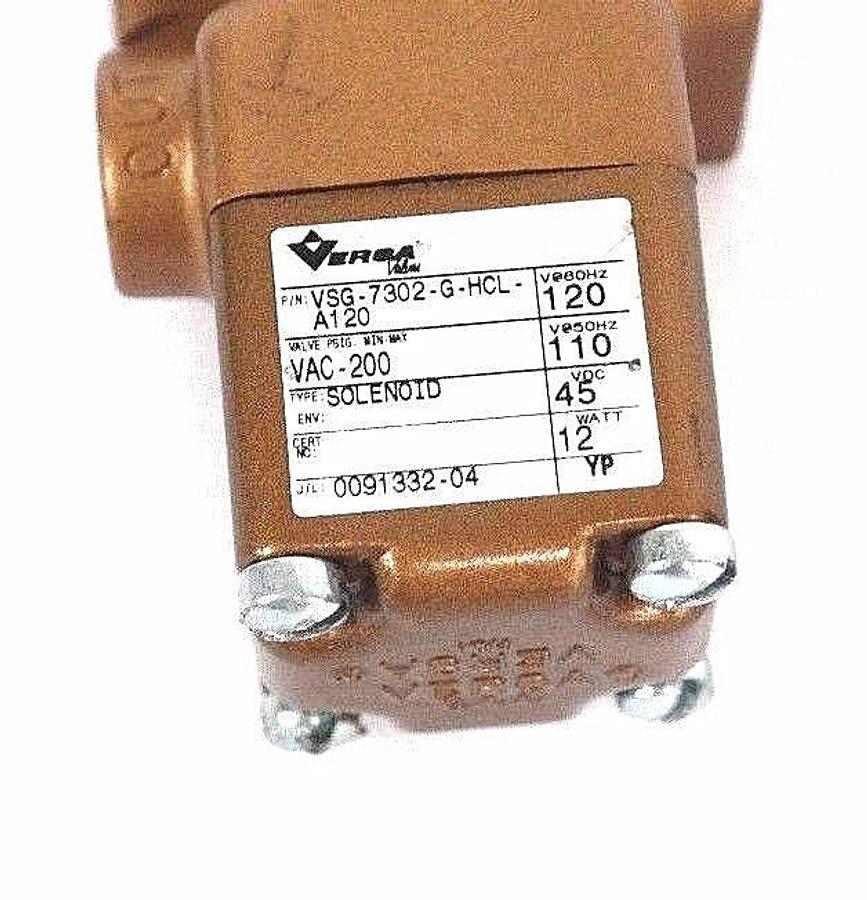 Used NEW VERSA VALVE VSG-7302-G-HCL-A120 SOLENOID VALVE VSG7302GHCLA120, VAC-200
