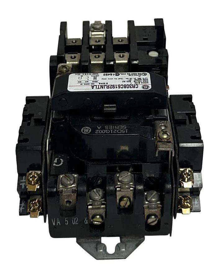 Used GENERAL ELECTRIC CR308C6192RJNTLA NEMA SIZE 1 MAGNETIC STARTER 600VAC 27A USNP