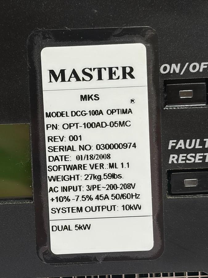 Used MKS ENI DCG-100A Optima Plasma Power Supply 10kW Dual 5kW OPT-100AD-05MC