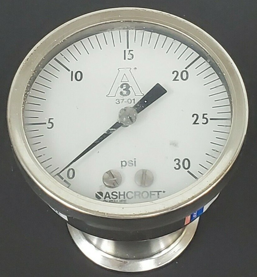 Used ASHCROFT A3 37-01 PRESSURE GAUGE, 0-30PSI, G250-2456-B, 250-2990