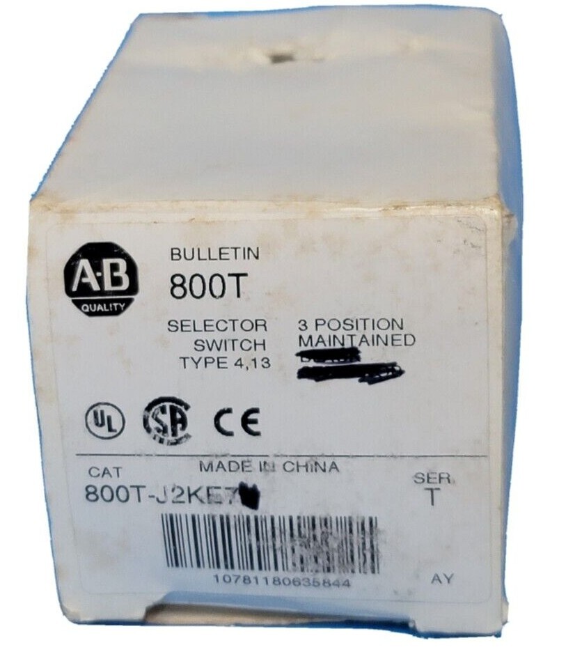 Used NEW ALLEN BRADLEY 800T-J2KE7 /T SELECTOR SWITCH 3-POSITION 800TJ2KE7