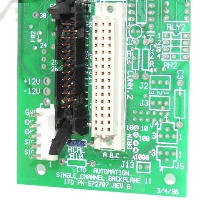 Used ITD AUTOMATION SINGLE CHANNEL BACKPLANE II, ITD P/N: 572707 REV. B