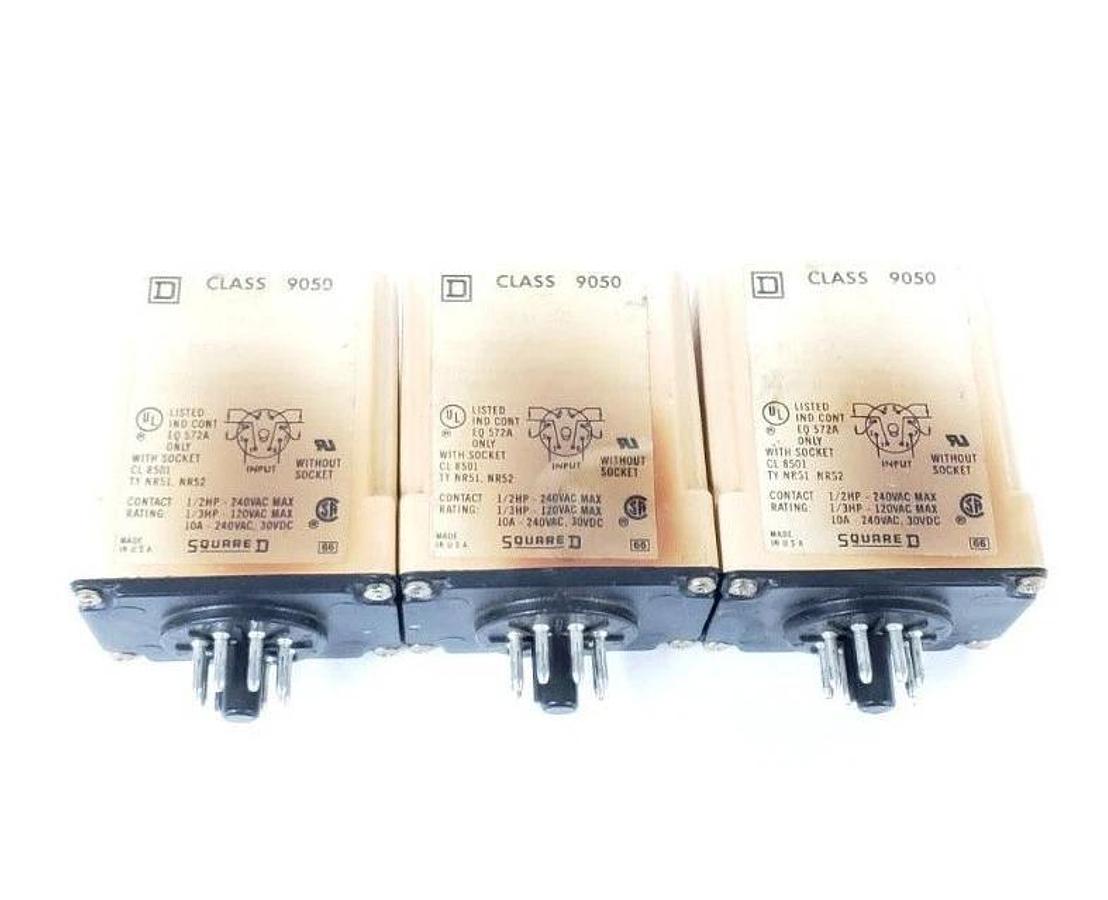 Used LOT OF 3 SQUARE D 9050-JCK1F30V14 TIMER RELAYS 240VAC 10A T-JCK 9050JCK1F30V14