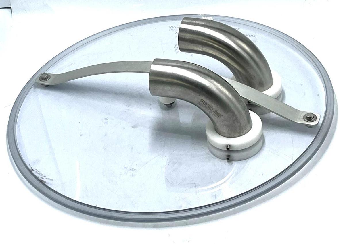 Inter-Tech 18-3/4" Vacuum Trim Receiver Lid Polycarbonate w/ (2) 2" SS 90° Elbow
