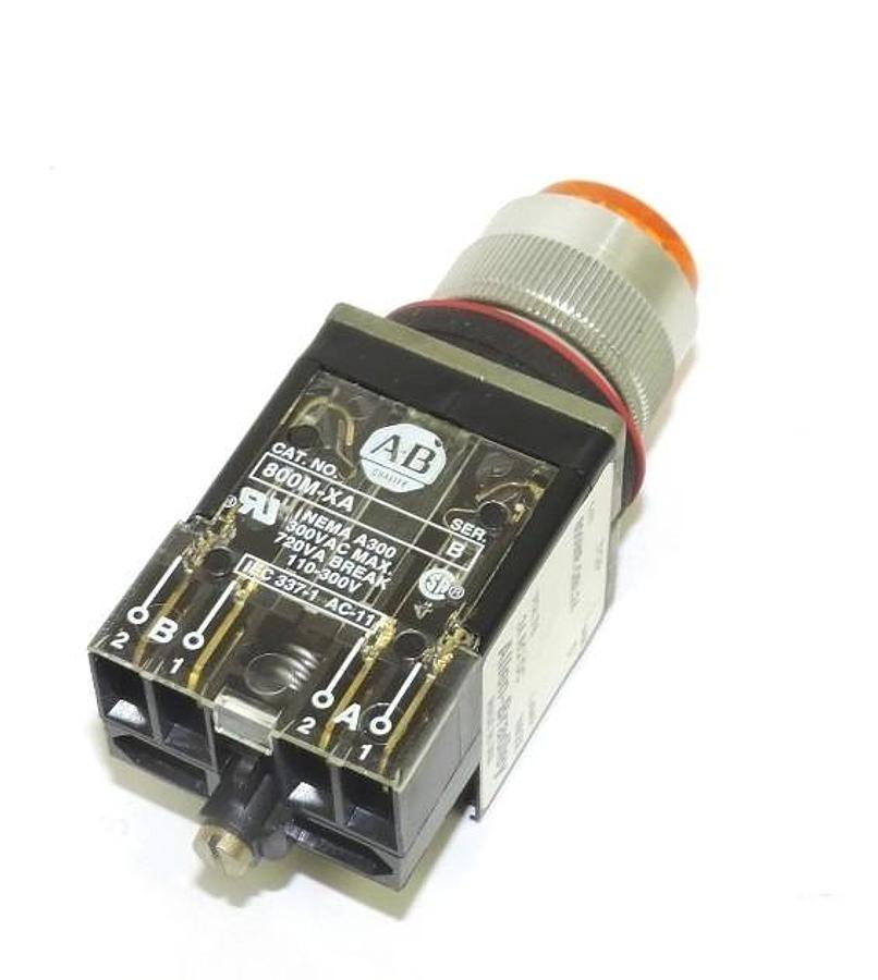 Used NEW ALLEN BRADLEY 800MR-QBL24 PUSHBUTTON 800MRQBL24, SER. D W/ 800M-XA