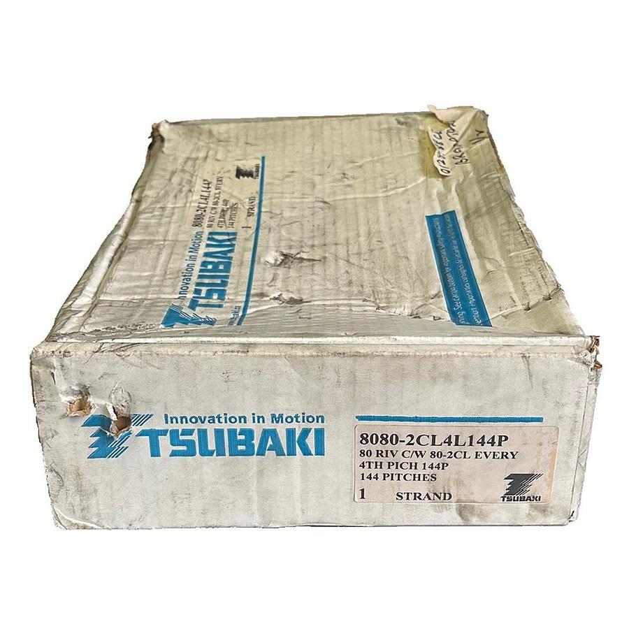 Used NEW TSUBAKI 8080-2CL4L144P 80 RIV C/W 80-2CL EVERY 4TH PITCH 144P CHAIN 1 STRAND