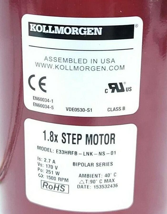 Used NEW KOLLMORGEN E33HRFB-LNK-NS-01 STEPPER MOTOR 2.7AMP 251W 1500RPM 170V