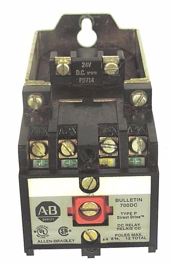 Used ALLEN BRADLEY 700DC-P800Z24 DC RELAY 700DCP800Z24, SER. A, 24V DC, PD714 COIL