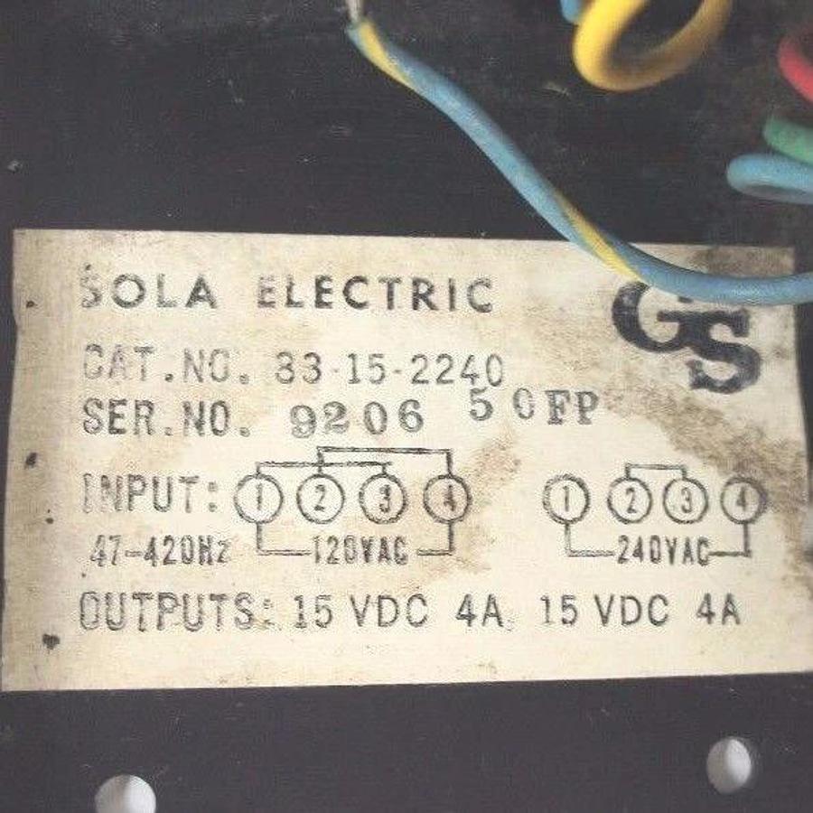 Used SOLA ELECTRIC 83-15-2240 POWER SUPPLY