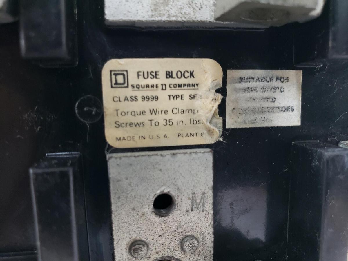 Used SQUARE D CLASS 9999 TYPE SF2 FUSE BLOCK 9999-SF2 9999SF2