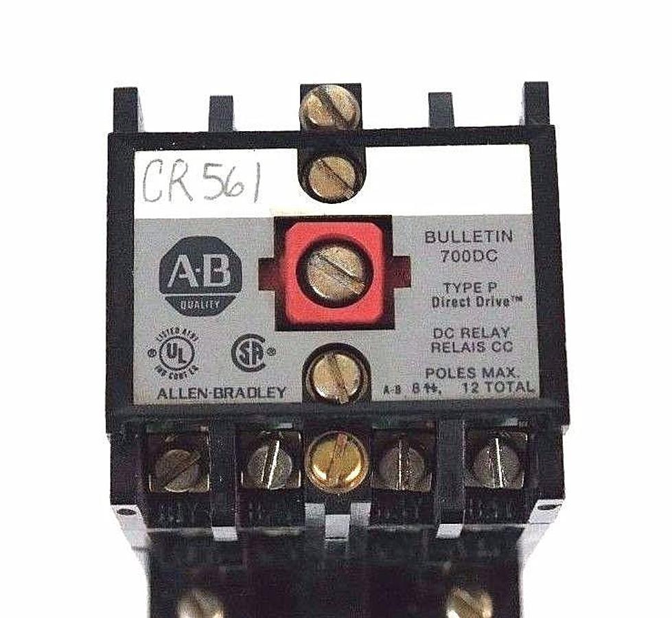 Used ALLEN BRADLEY 700DC-P400Z24 CONTROL RELAY SER. A, TYPE P W/ 700-PB40 ADDER DECK