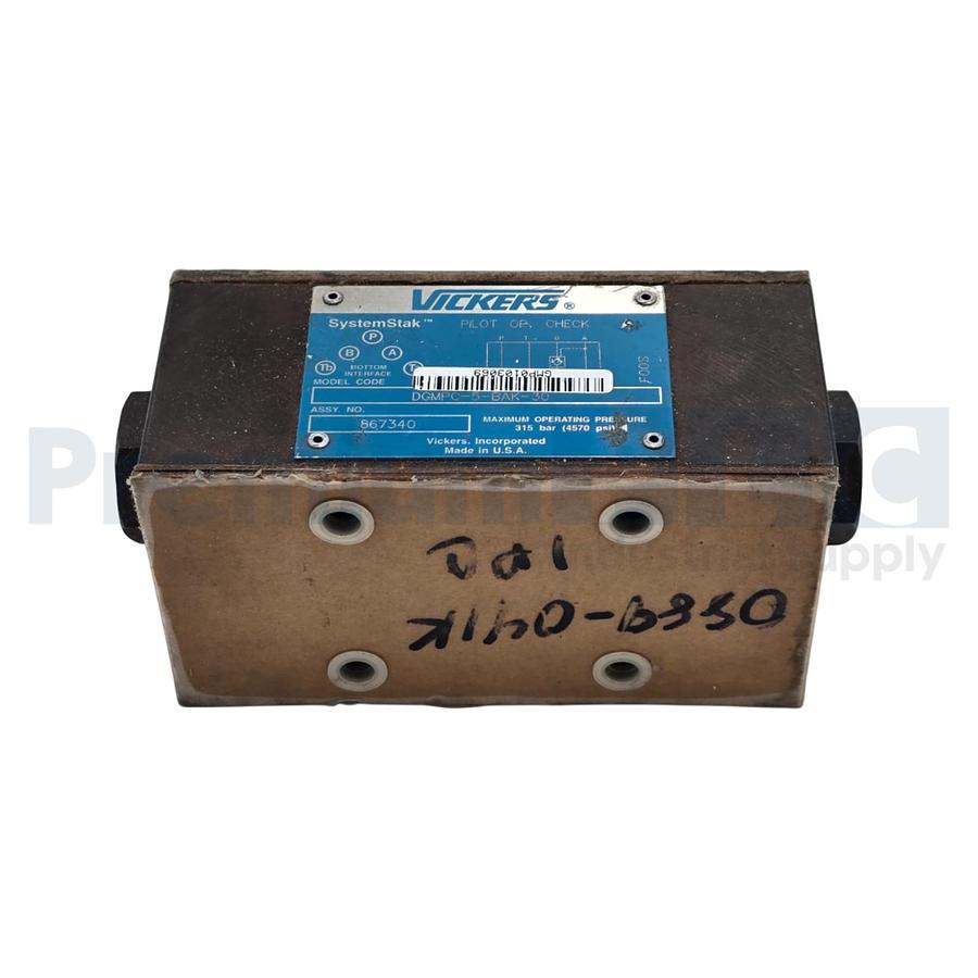 Used NEW VICKERS DGMPC-5-BAK-30 SystemStak CHECK VALVE DGMPC5BAK30 ASSY. NO. 867340