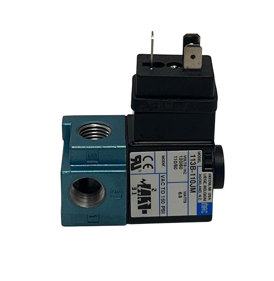Used MAC VALVES 113B-110JM / 113B110JM SOLENOID VALVE 3-WAY 110-120VAC 50/60Hz NSMP