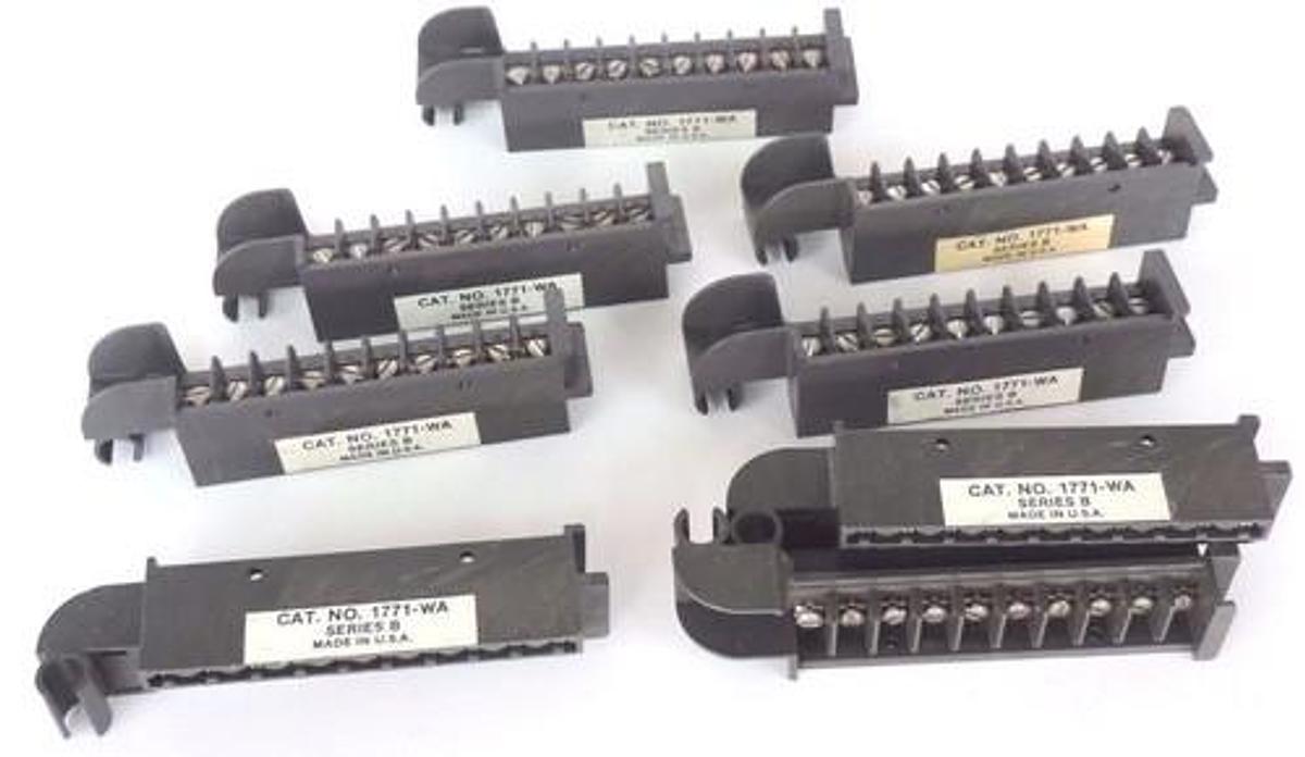 Used LOT OF 8 ALLEN BRADLEY 1771-WA FIELD WIRING ARMS, 10 TERMINALS SER. B