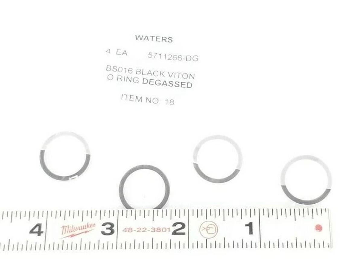 Used LOT OF 4 NEW WATERS 5711266-DG O-RINGS DEGASSED BS016 BLACK VITON