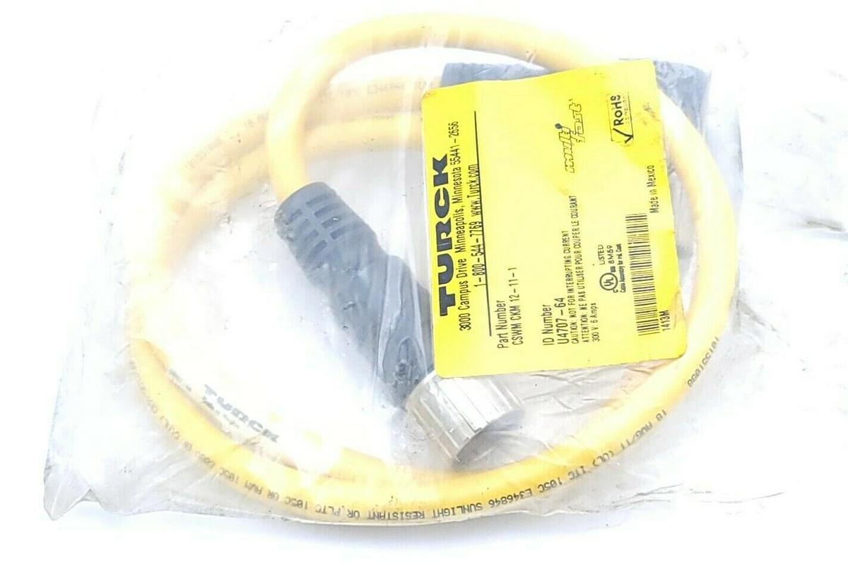 NEW TURCK CSWM CKM 12-11-1 MULTIFAST MOLDED CORDSET ID NO. U4707-64