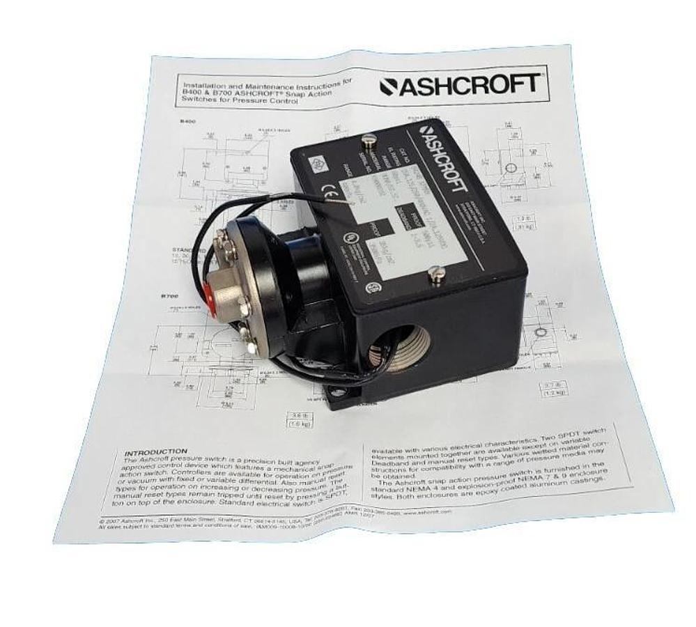 Used NIB ASHCROFT B424BXFMRN PRESSURE SWITCH RANGE: 60PSI