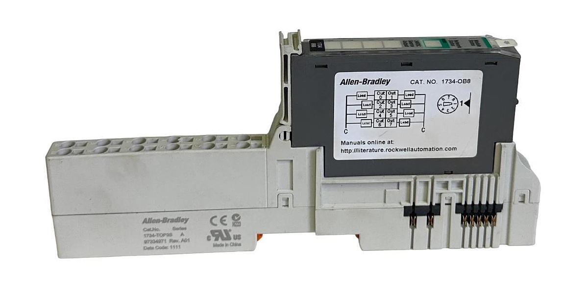 Used ALLEN BRADLEY 1734-OB8 /C Point I/O 8-PT OUTPUT MODULE W/ 1734-TOP3S /A BASE
