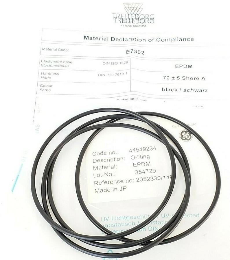 Used LOT OF 4 NEW GE HEALTHCARE 2052330/146 O-RINGS MATERIAL: EPDM, 44549234