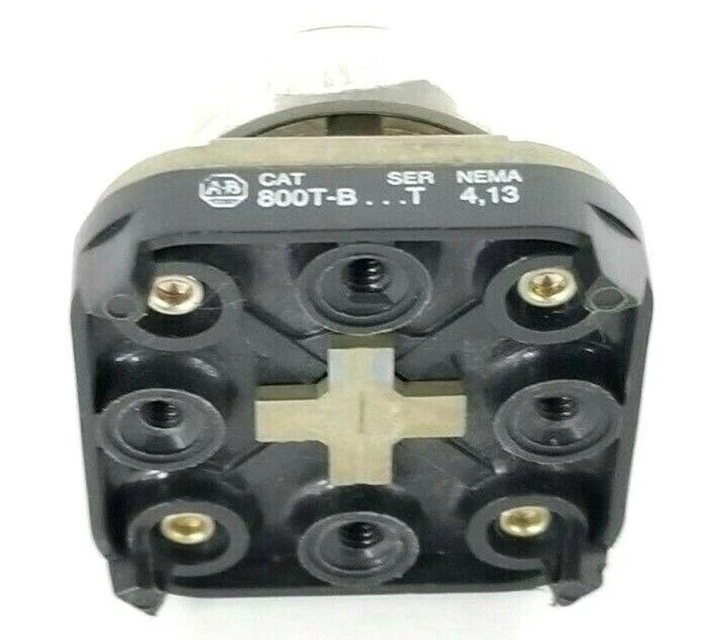 Used ALLEN BRADLEY 800T-B9 PUSH BUTTON MOMENTARY 30MM EXTENDED HEAD SER. T, 800TB9