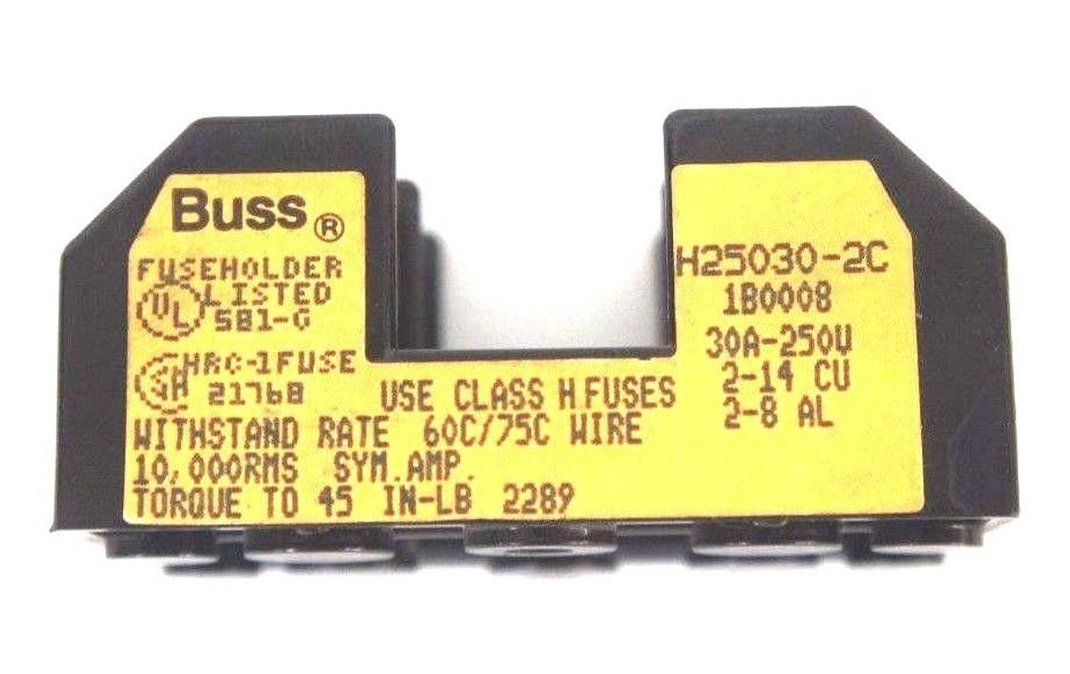 Used COOPER BUSSMANN H25030-2C FUSEHOLDER H250302C, 30A-250V