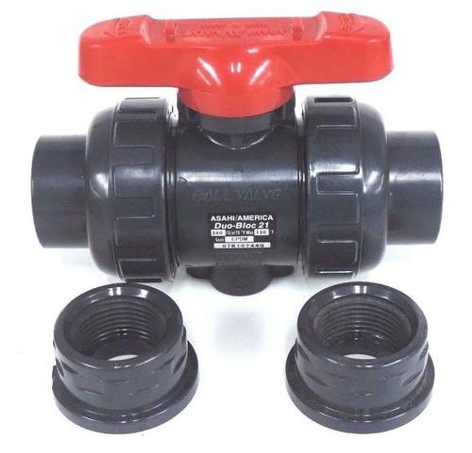 Used NIB ASAHI 1609010 BALL VALVE 1" PVC EPDM DUO BLOC 21 1609-010
