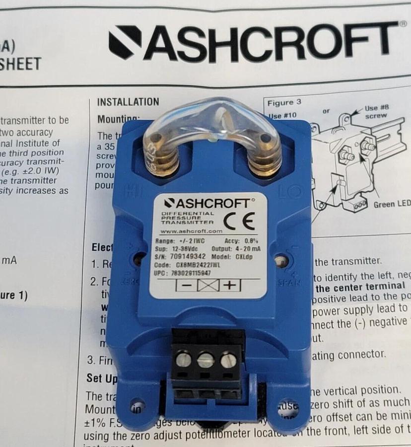 Used NIB ASHCROFT CX8MB2422IWL PRESSURE TRANSMITTER 0.8% 12-36VDC
