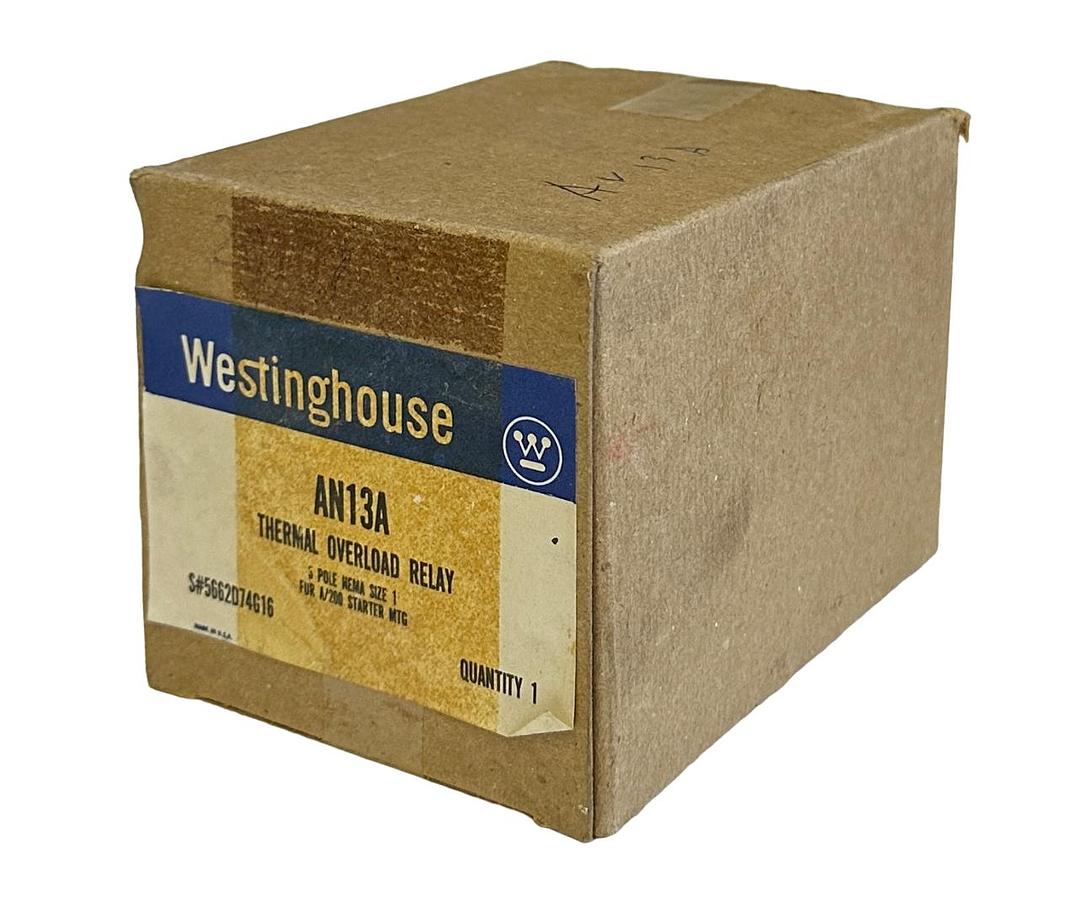 Used NEW WESTINGHOUSE AN13A / 5662D74G16 THERMAL OVERLOAD RELAY SIZE 1 FOR A/200 NSMP