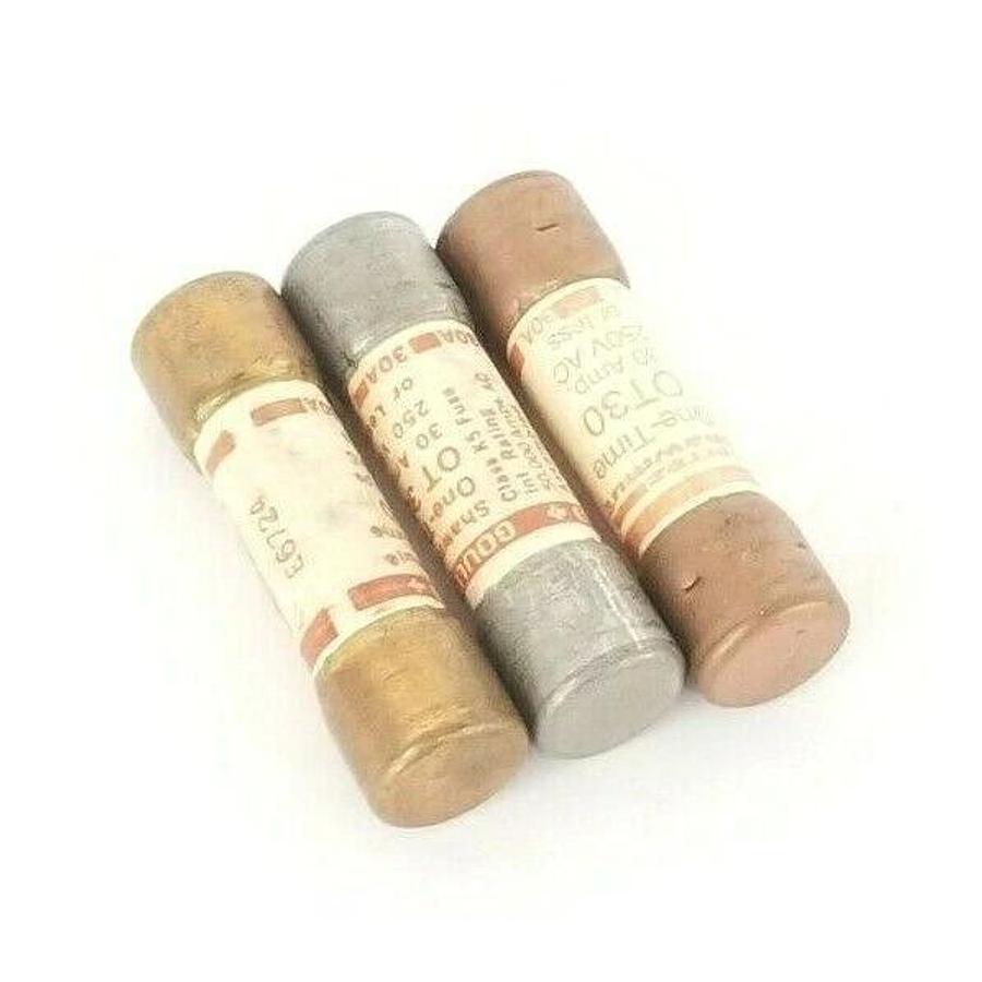 Used LOT OF 3 GOULD SHAWMUT OT30 ONE-TIME FUSES OT 30, 30AMPS