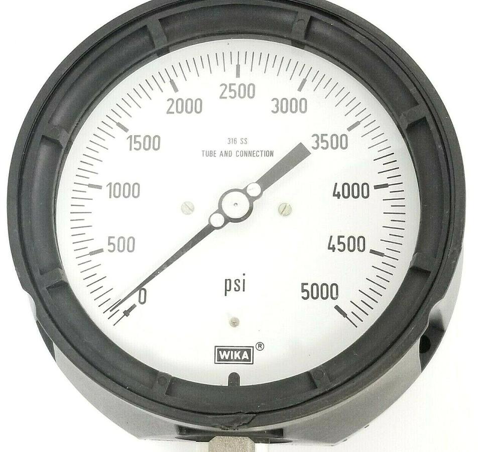 Used LOT OF 2 WIKA 4334567 PROCESS PRESSURE GAUGE 0-5000 PSI 4-1/2'' DIAL 1/2'' IN.