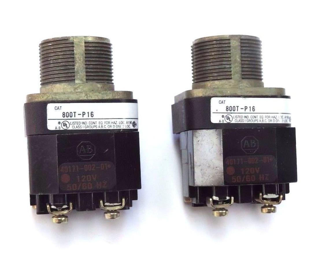 Used LOT OF 2 ALLEN BRADLEY 800T-P16 PILOT LIGHTS 800TP16 SER. T W/ 40171-002-01 120V