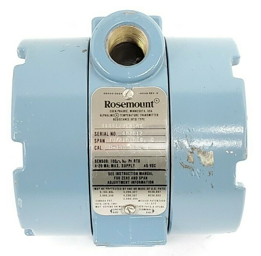 Used ROSEMOUNT 444RL2U1A1NA TEMP TRANSMITTER 4-20 MA, 45 VDC