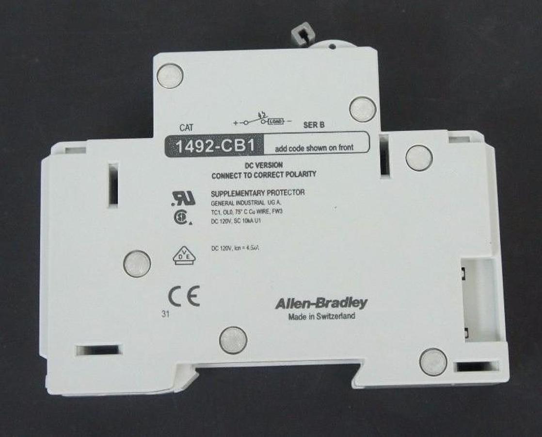 Used NIB ALLEN BRADLEY 1492-CB1DG100 CIRCUIT BREAKER 10 AMP, 1492CB1DG100, SER. B